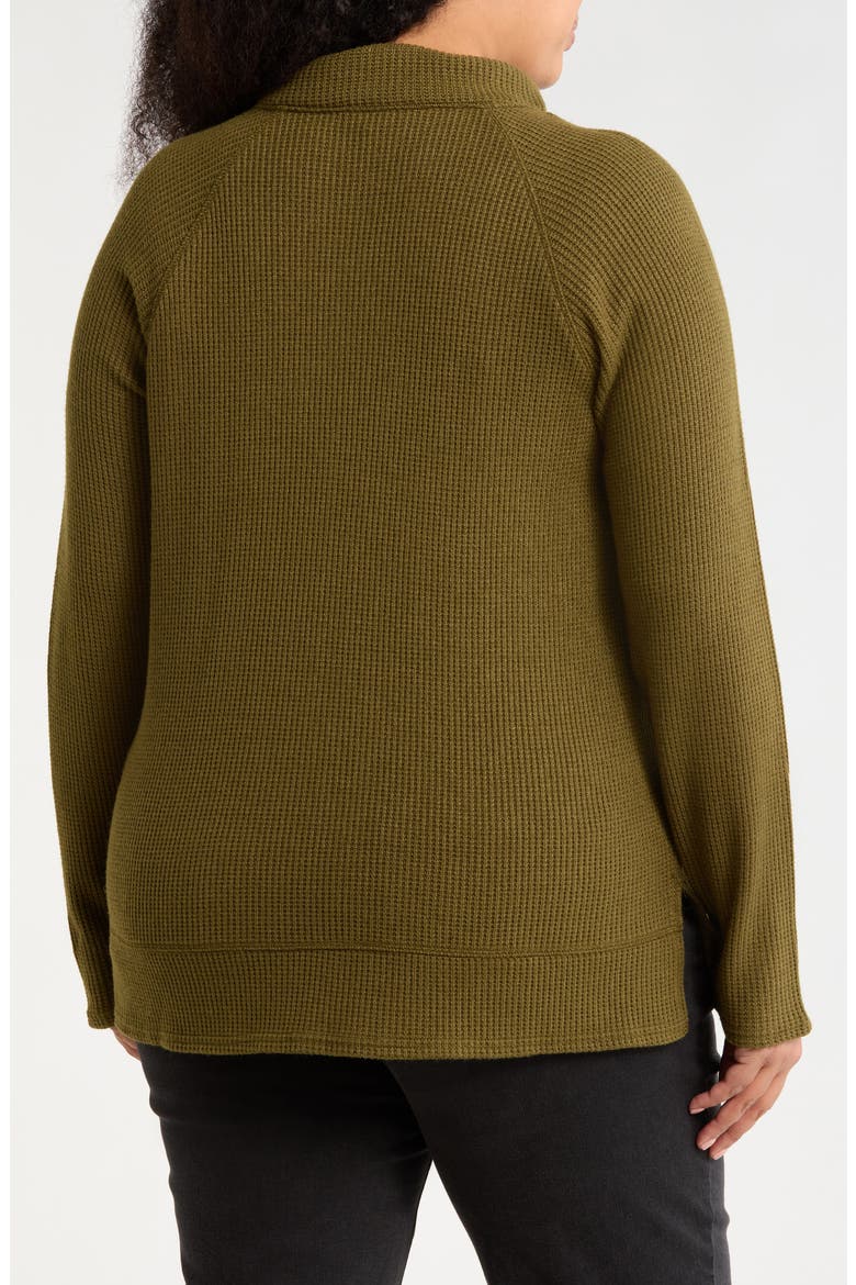 Cozy Cowl Neck Waffle Stitch Top, Alternate, color, OLIVE DARK