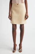 Valentino V-Detail Bouclé Tweed Skirt