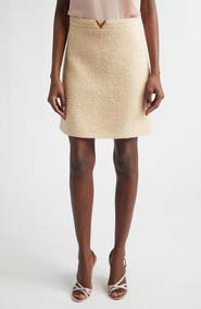Valentino V-Detail Bouclé Tweed Skirt