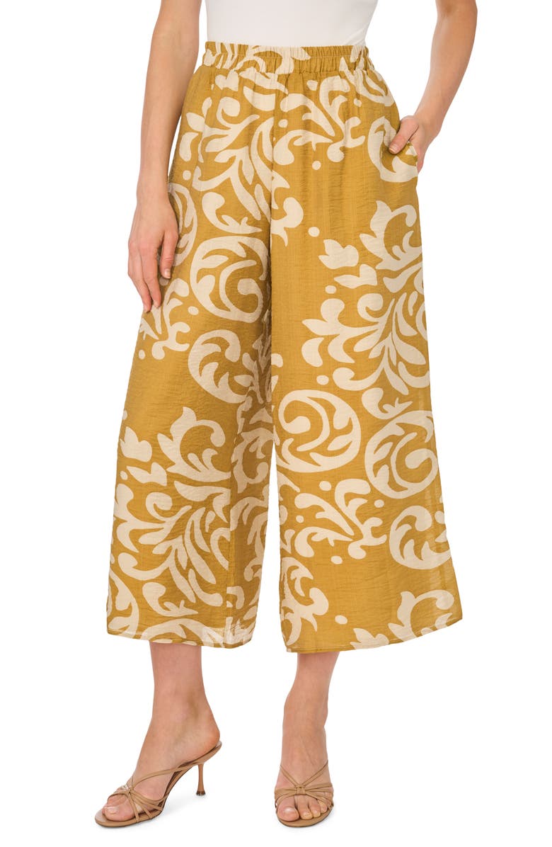 Halogen<sup>®</sup> Print Wide Leg Crop Pants, Alternate, color, Potting Soil Batik