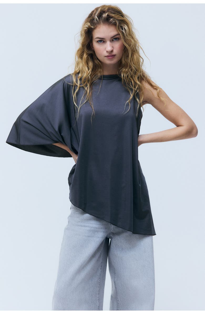 H&M Asymmetric Cape Top, Alternate, color, Dark Gray