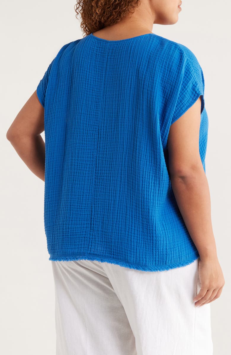 Eileen Fisher V-Neck Dolman Sleeve Organic Cotton Gauze Top, Alternate, color,