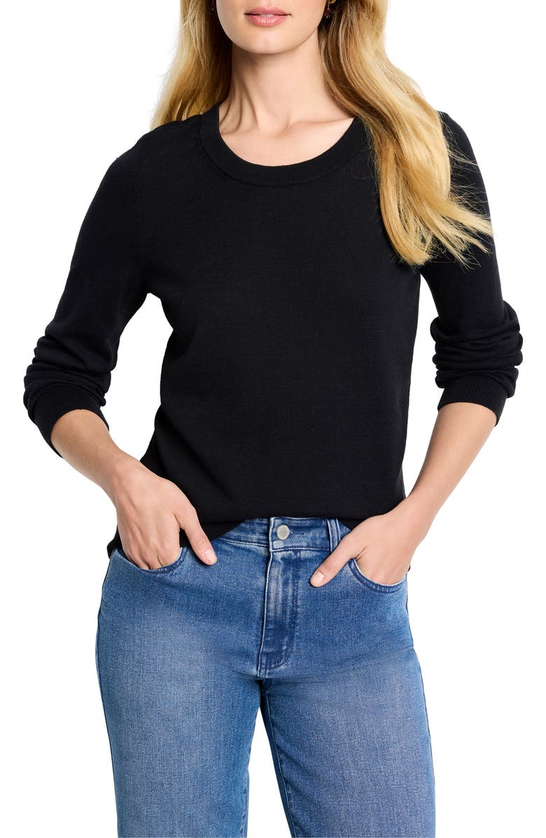 NIC+ZOE Pure Cotton Crewneck Sweater, Main, color, Black Onyx