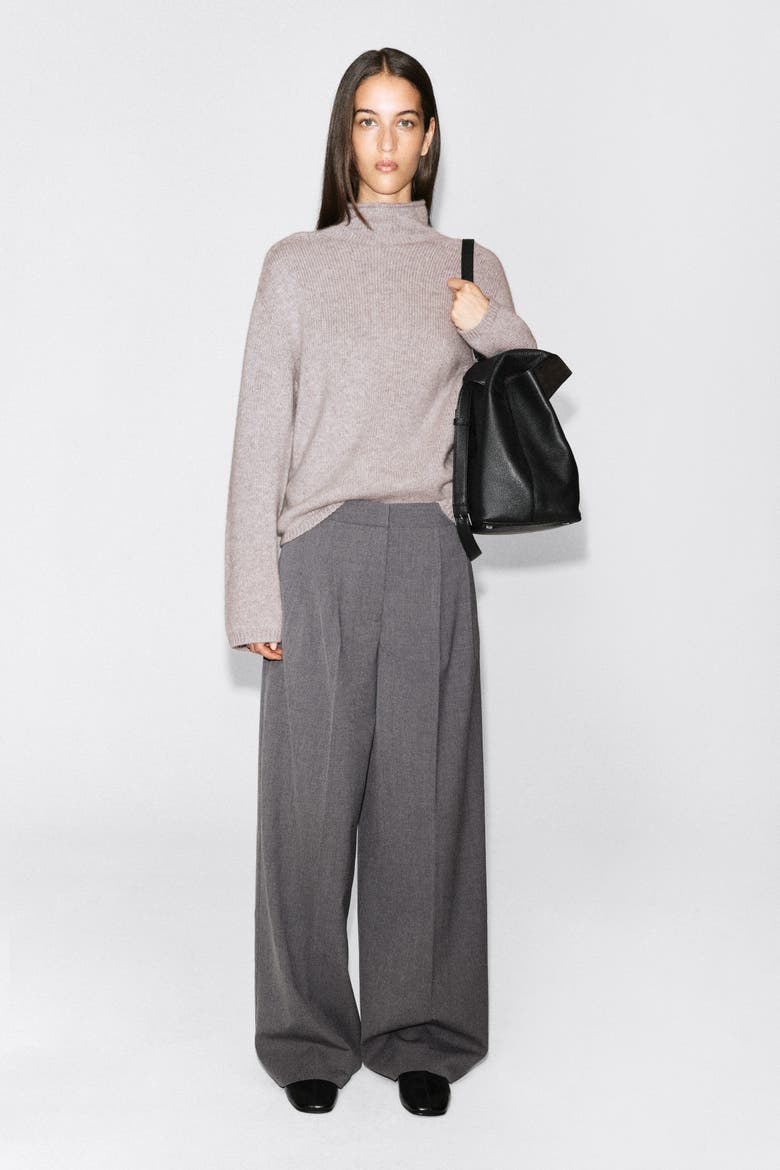 Pleated Wide-Leg Pants, Main, color, GRAY MÉLANGE