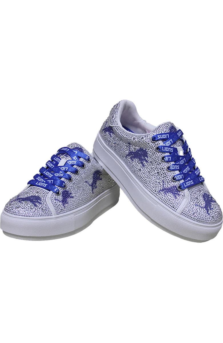 CUCE Women's Cuce White Detroit Lions Crystal Team Logo Sneakers, Alternate, color,