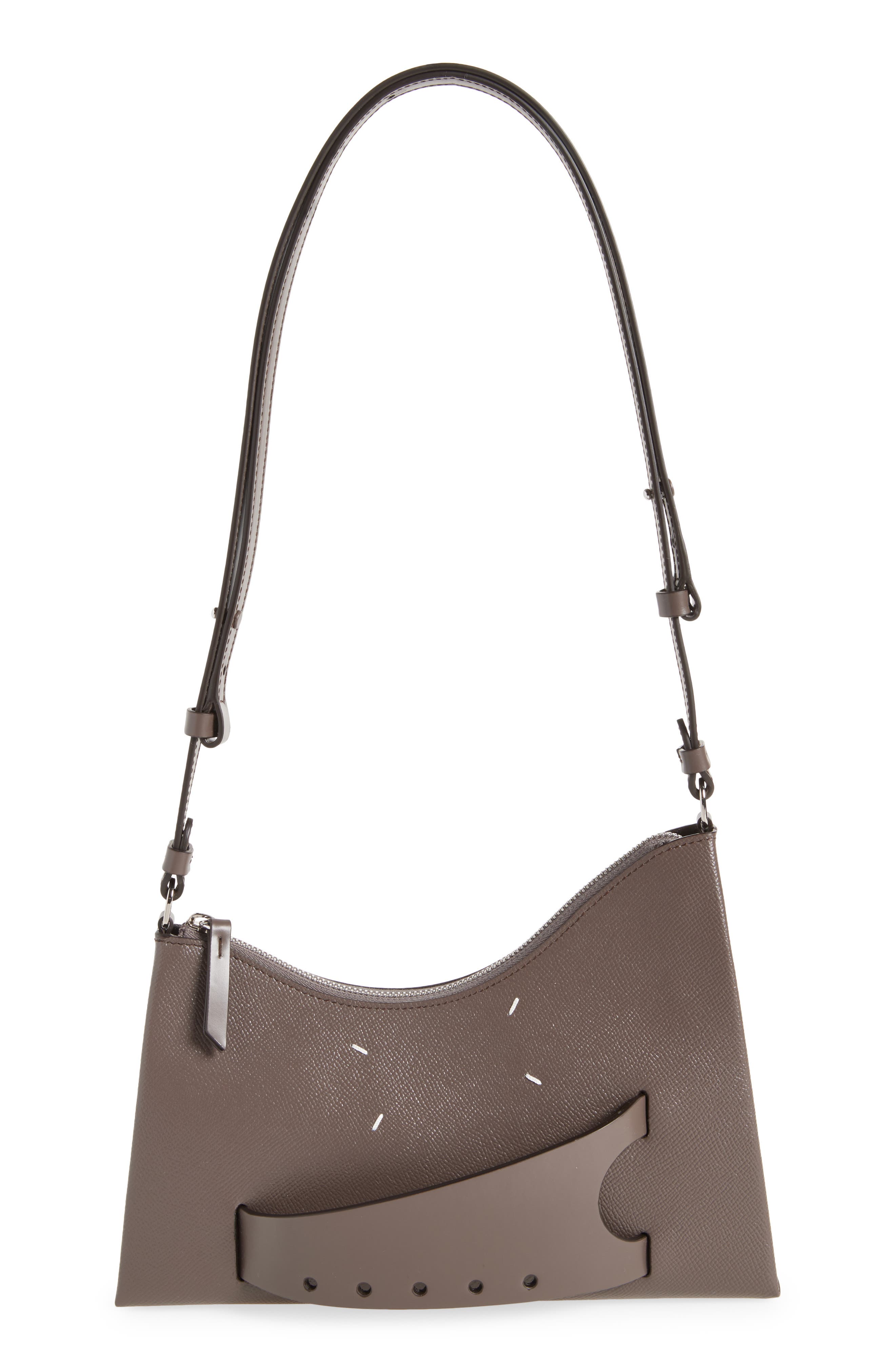 Small Snatched Leather Shoulder Bag, Main, color, ELEPHANT