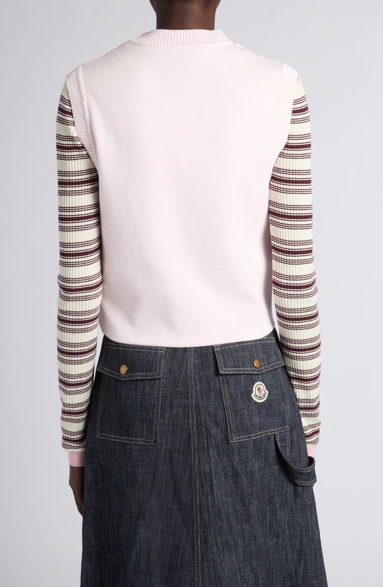 Moncler Floral Quilted Hybrid Puffer/Sweater Vest, Alternate, color, Pink