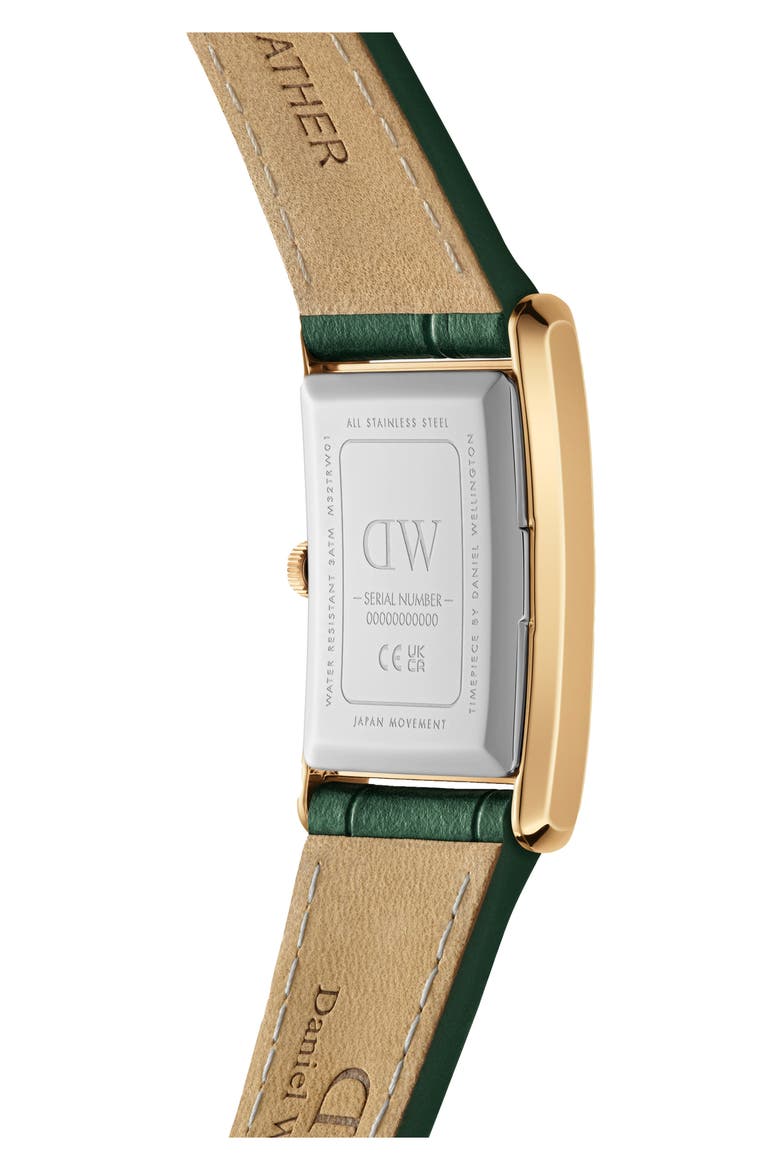 Tank Leather Strap Watch, 32mm x 22mm, Alternate, color, GOLD