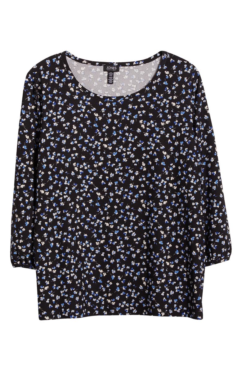 Jones New York Floral Ditsy Print Moss Crepe Top, Alternate, color, 