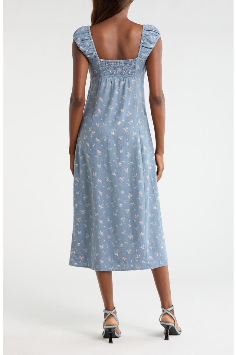 Sweetheart Cap Sleeve Midi Dress, Alternate, color, NAVY FLORAL
