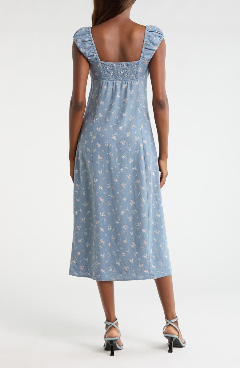Lucky Brand Sweetheart Cap Sleeve Midi Dress, Alternate, color, Navy Floral