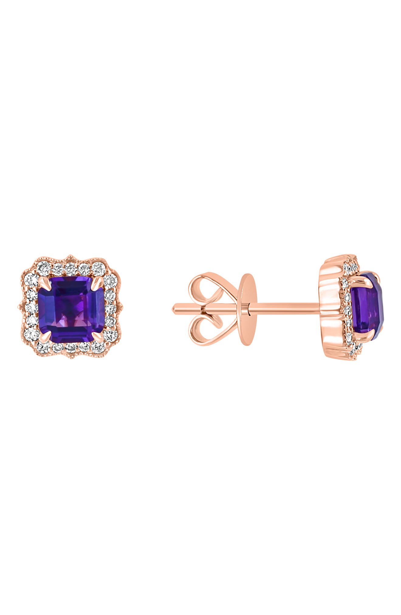 EFFY Amethyst & Diamond Stud Earrings - 0.16ct.