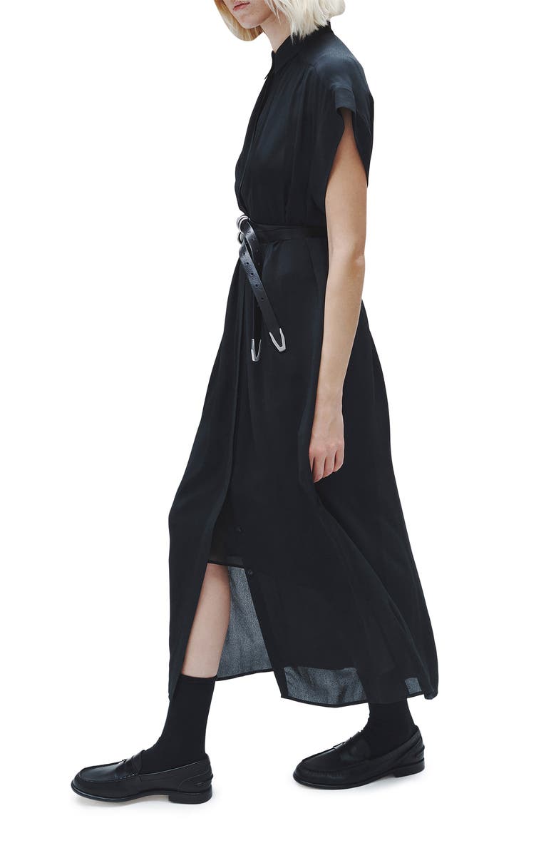 rag & bone Robin Pleated Maxi Shirtdress, Alternate, color, Black