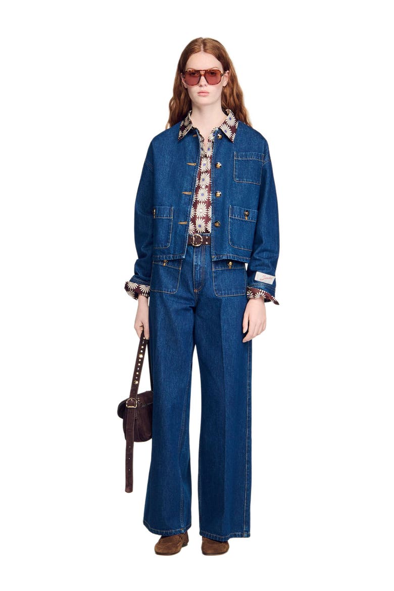 Denim jacket with fancy buttons, Alternate, color, Deep blue