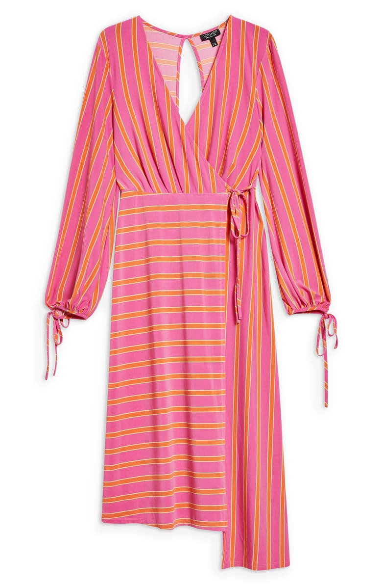 Topshop Stripe Wrap Midi Dress, Alternate, color,