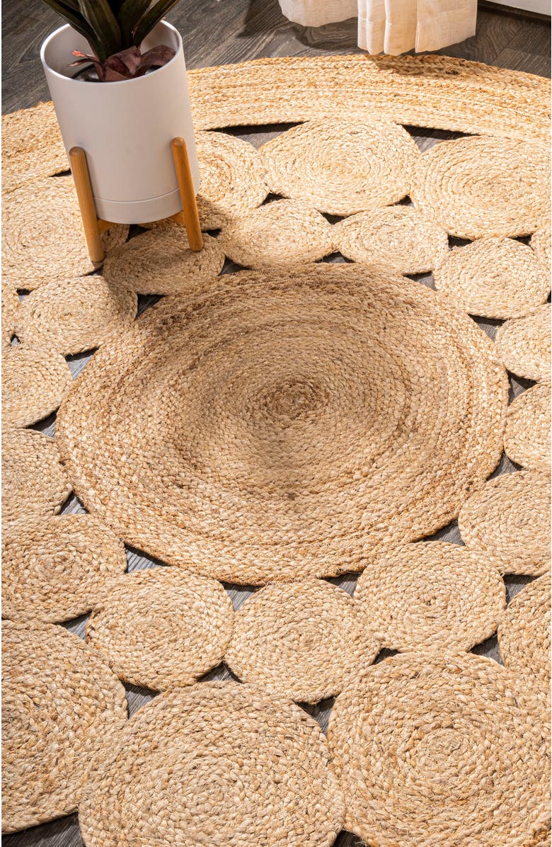JONATHAN Y Cassia Round Natural Jute Boho Circle Natural Round Area Rug, Alternate, color, Natural