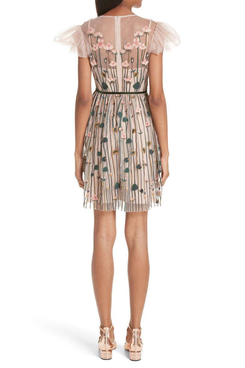 Floral Embroidered Dress, Alternate, color, NUDE