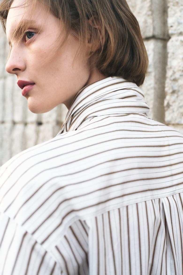 Shirt With Scarf, Alternate, color, White/striped