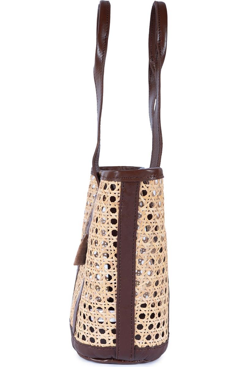 Jelavu Sandi Rattan & Leather Tote Bag, Alternate, color, Chocolate