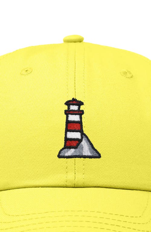 Dalix Lighthouse Embroidered Dad Hat In Yellow