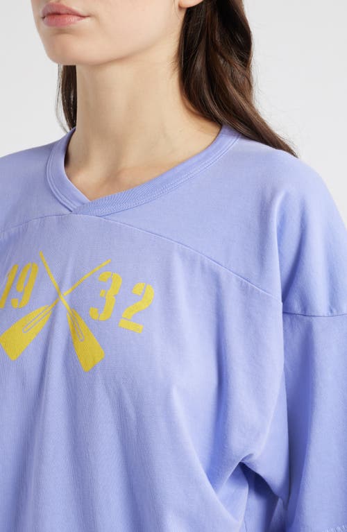 Daydreamer 1932 Rowing V-neck Cotton Graphic T-shirt In Purple