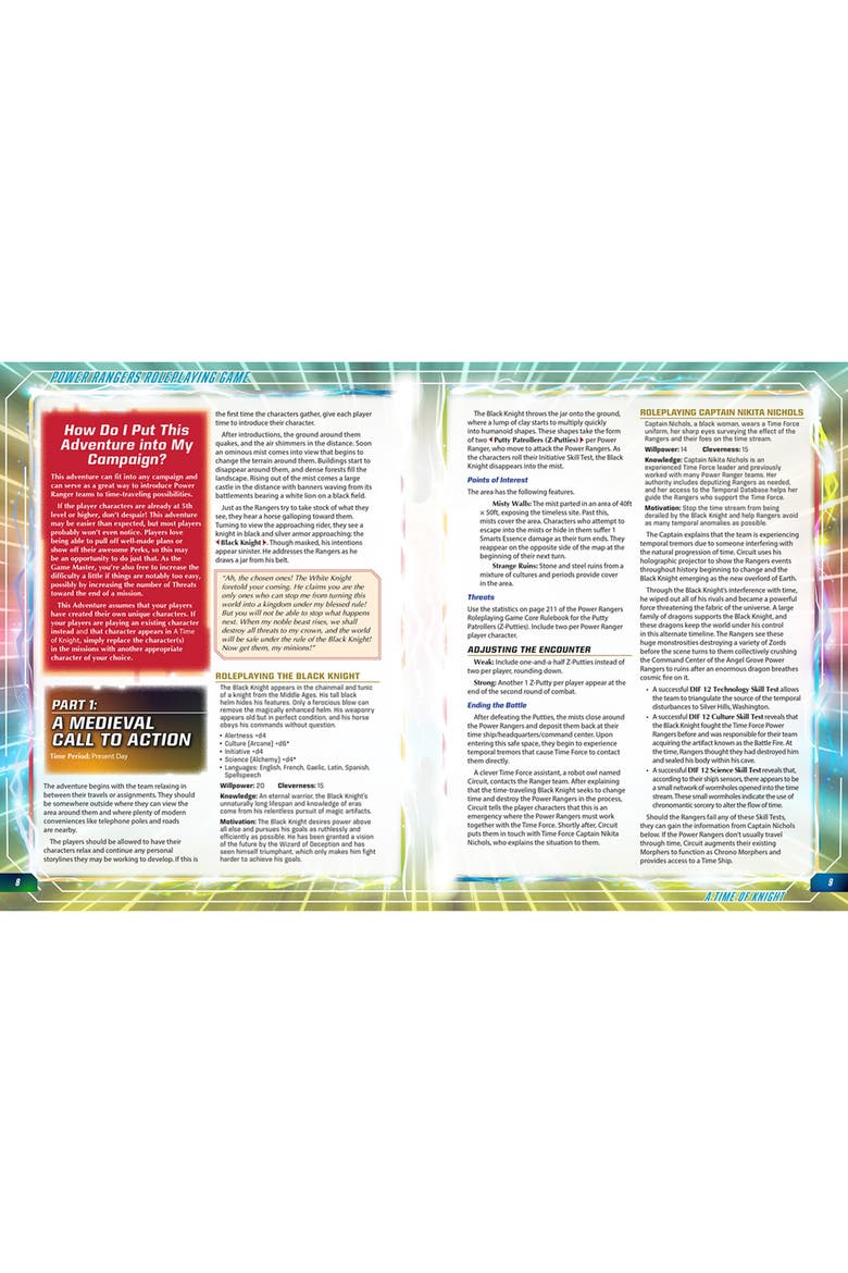 Power Rangers RPG A Time of Knight Adventure Hardcover RPG Book, Level 5, Alternate, color, Multicolored