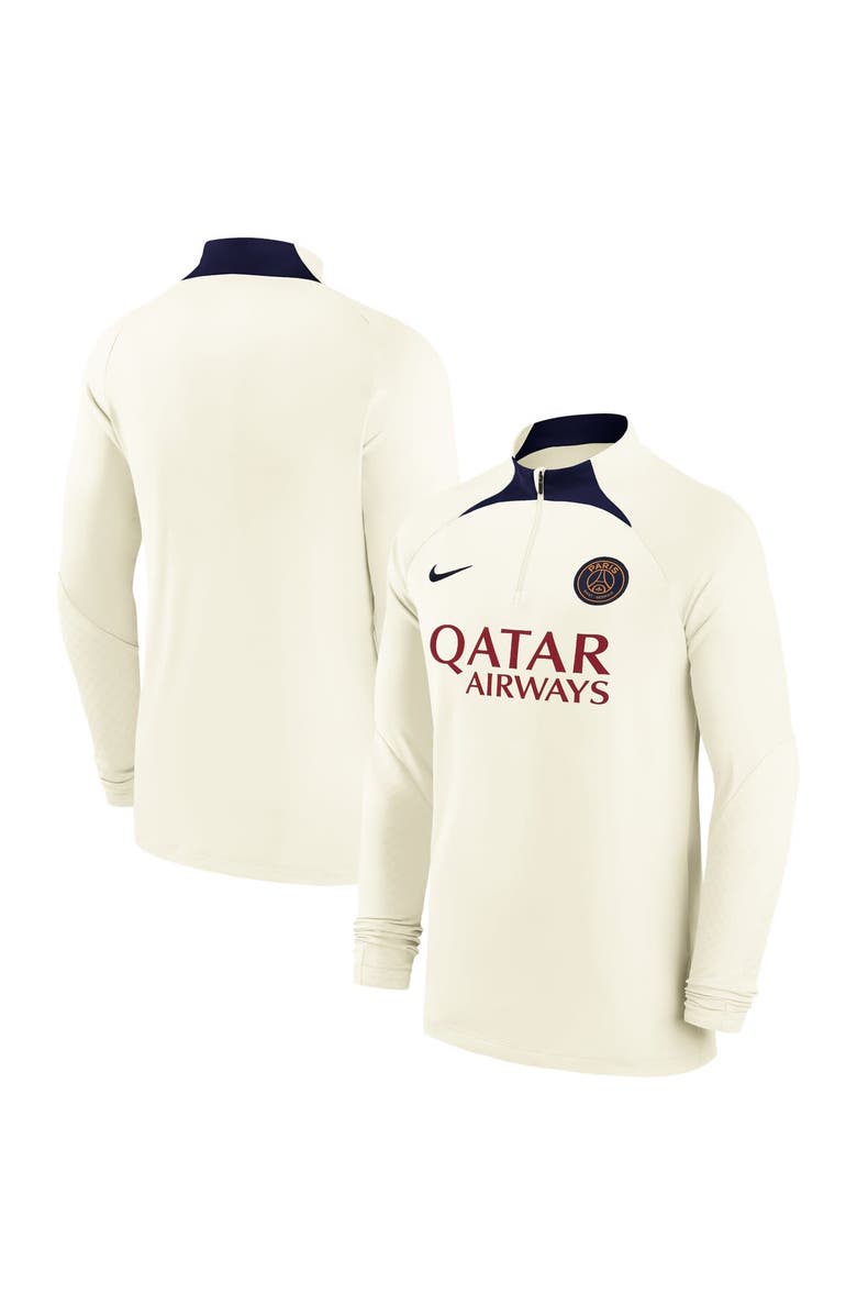 Nike Men's Nike Cream Paris Saint-Germain Strike Drill 2023/24 Performance Quarter-Zip Long Sleeve Top, Main, color, Cream