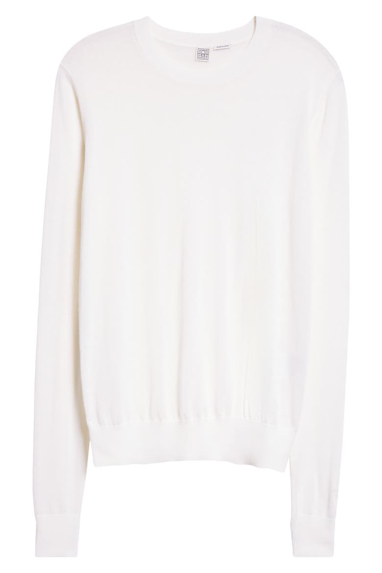 Fine Crewneck Sweater, Alternate, color, OFF WHITE