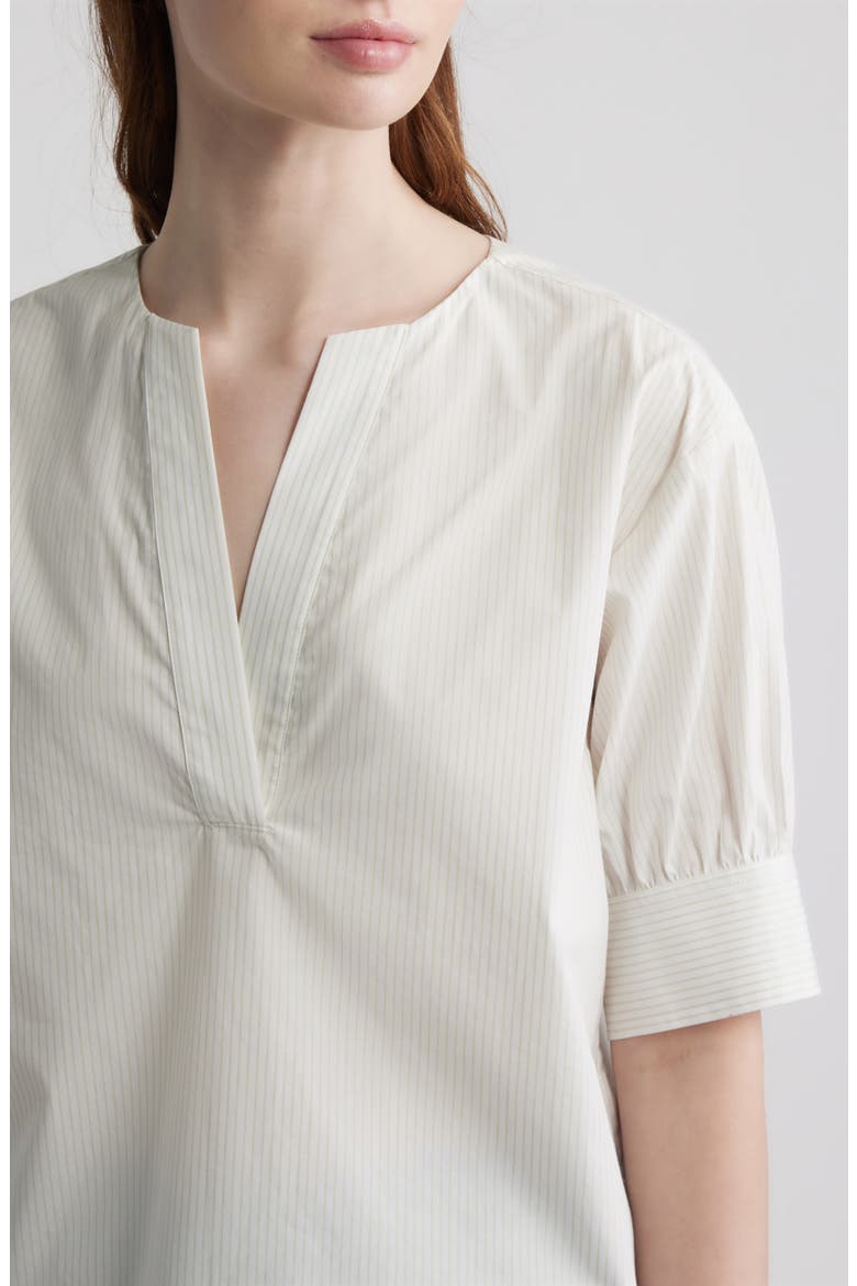 Stripe Split Neck Organic Cotton Popover Top, Alternate, color, CREAM MULTI