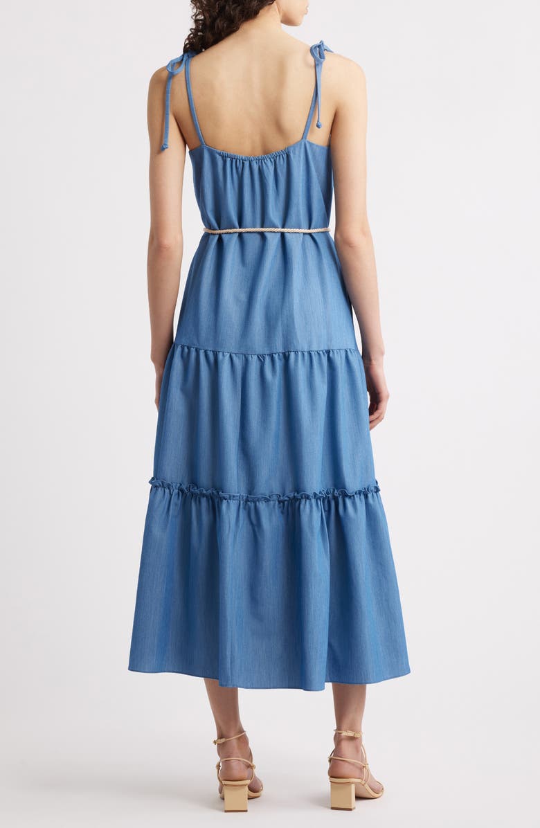 Julia Jordan Tie Strap Sleeveless Tiered Midi Dress, Alternate, color, 