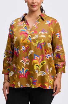 Foxcroft Frankie Floral Wrinkle Resistant Top