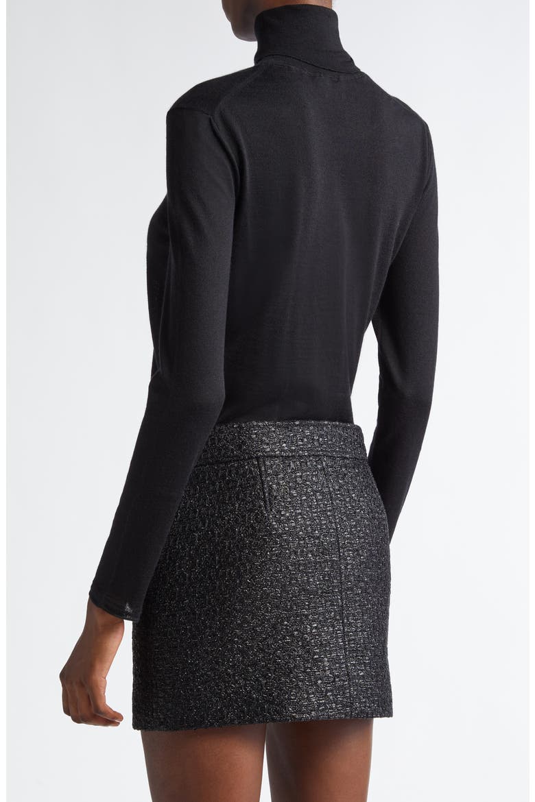 Fine Gauge Cashmere & Silk Turtleneck Sweater, Alternate, color, LB999 BLACK