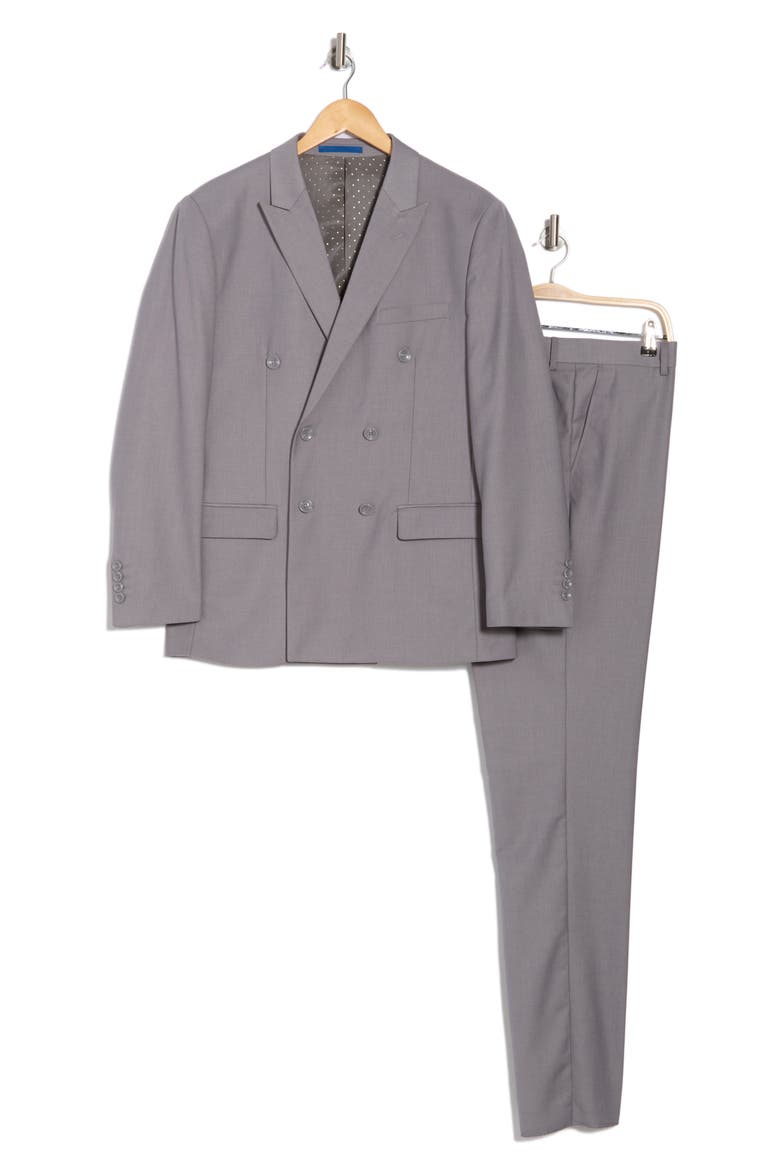 Slim Fit Solid Double Breasted Suit, Alternate, color, LIGHT GREY