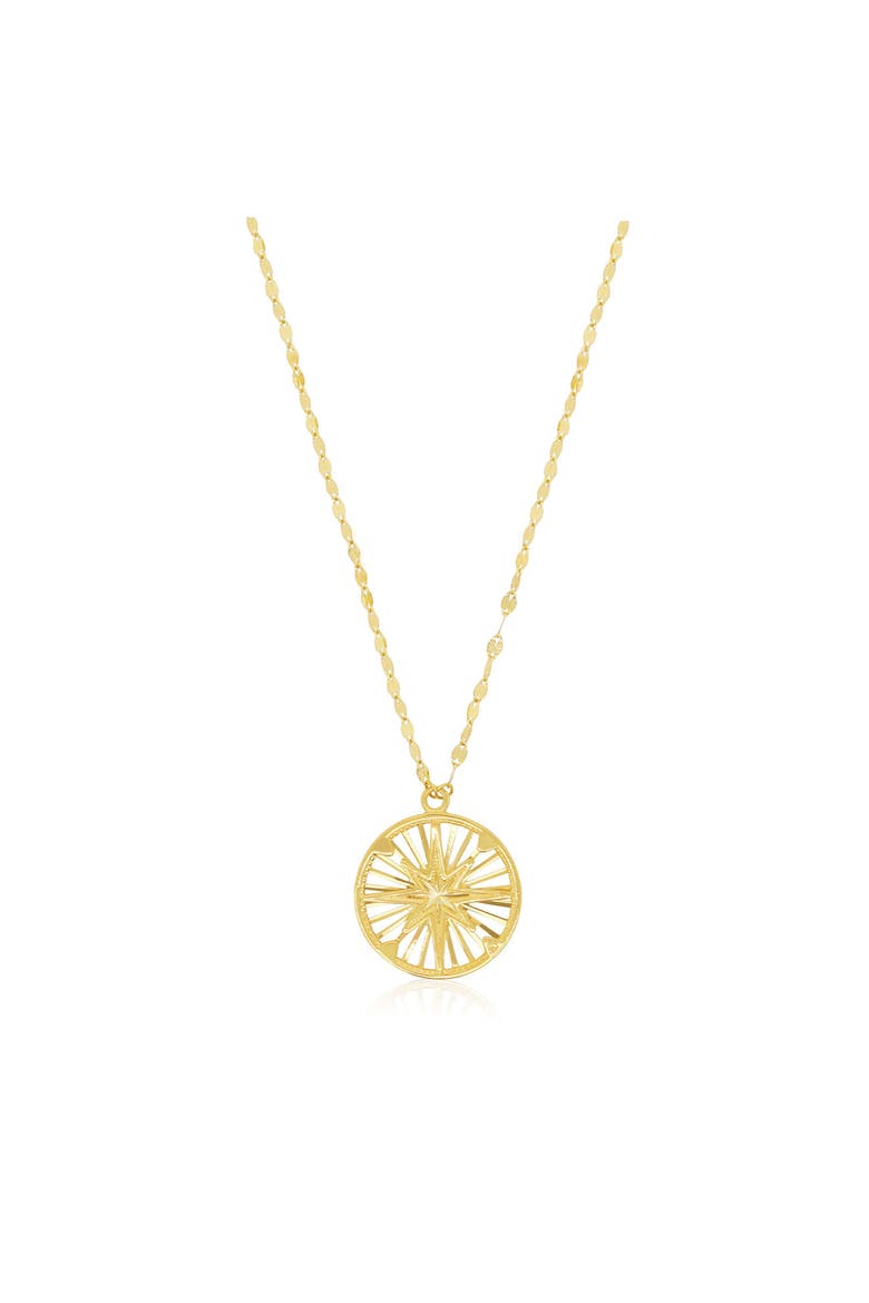 Gold Compass Medallion Necklace, Main, color, Yellow Gold