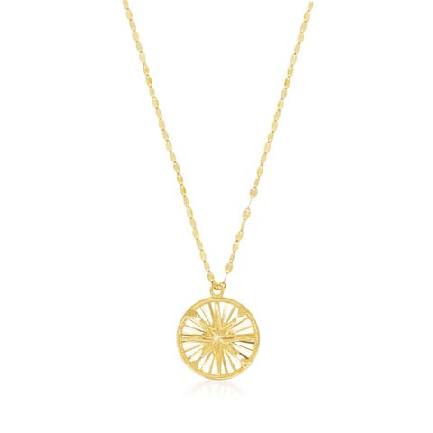 Gold Compass Medallion Necklace