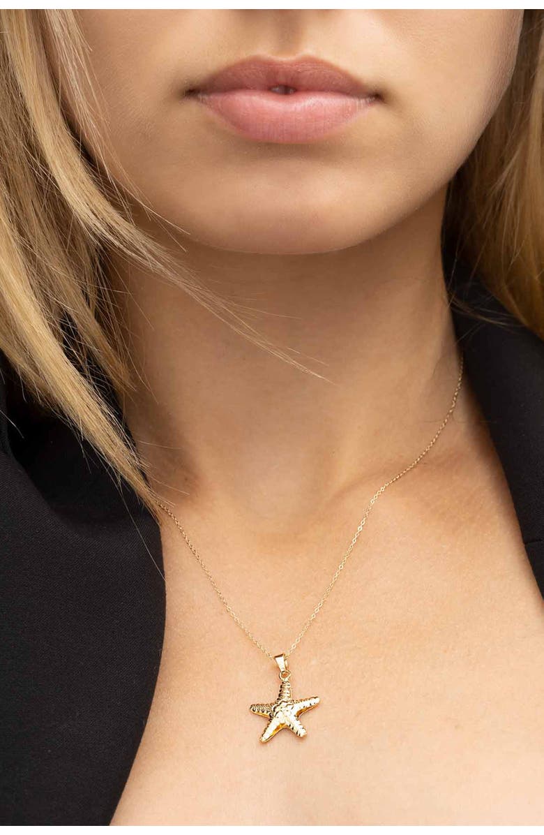 Oradina 14K Yellow Gold Queen Starfish Pendant Necklace, Alternate, color, Yellow Gold