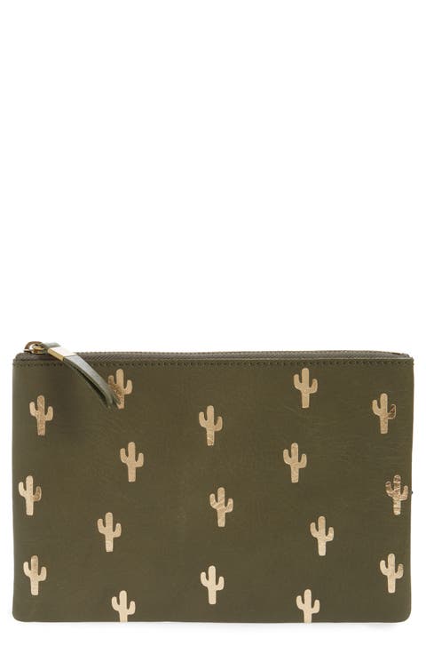 The Leather Pouch Clutch: Embossed Cactus Edition