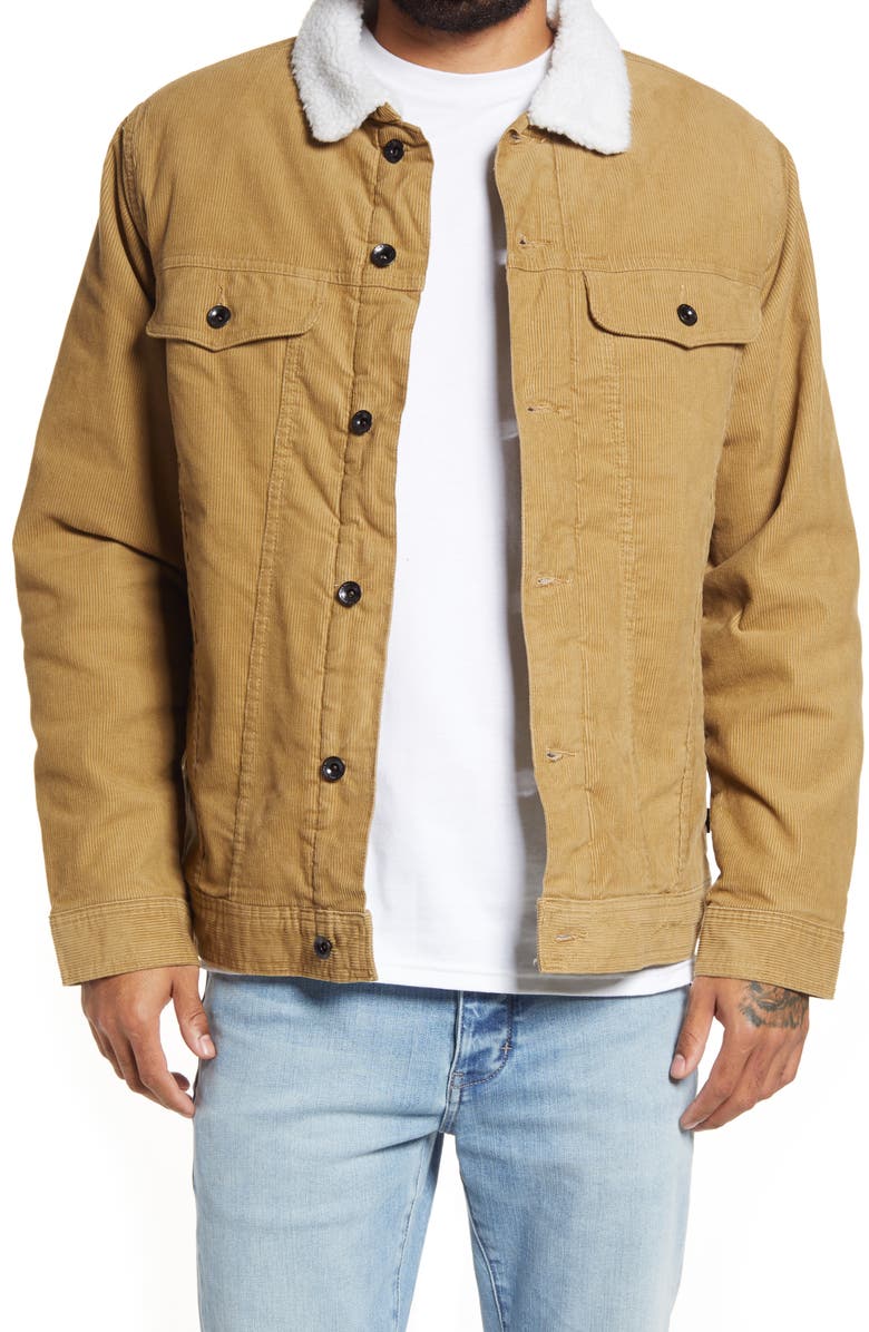 Vans Skylark II Cotton Corduroy & Faux Shearling Trucker Jacket, Main, color, 