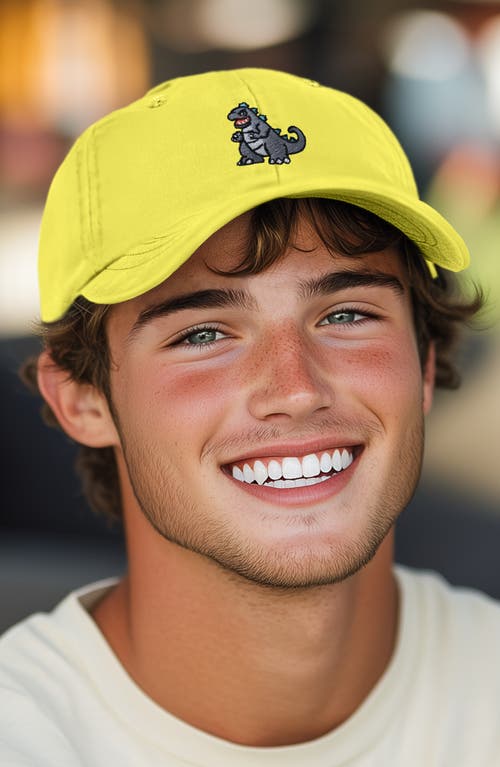 Dalix Giant Lizard Embroidered Dad Hat In Yellow