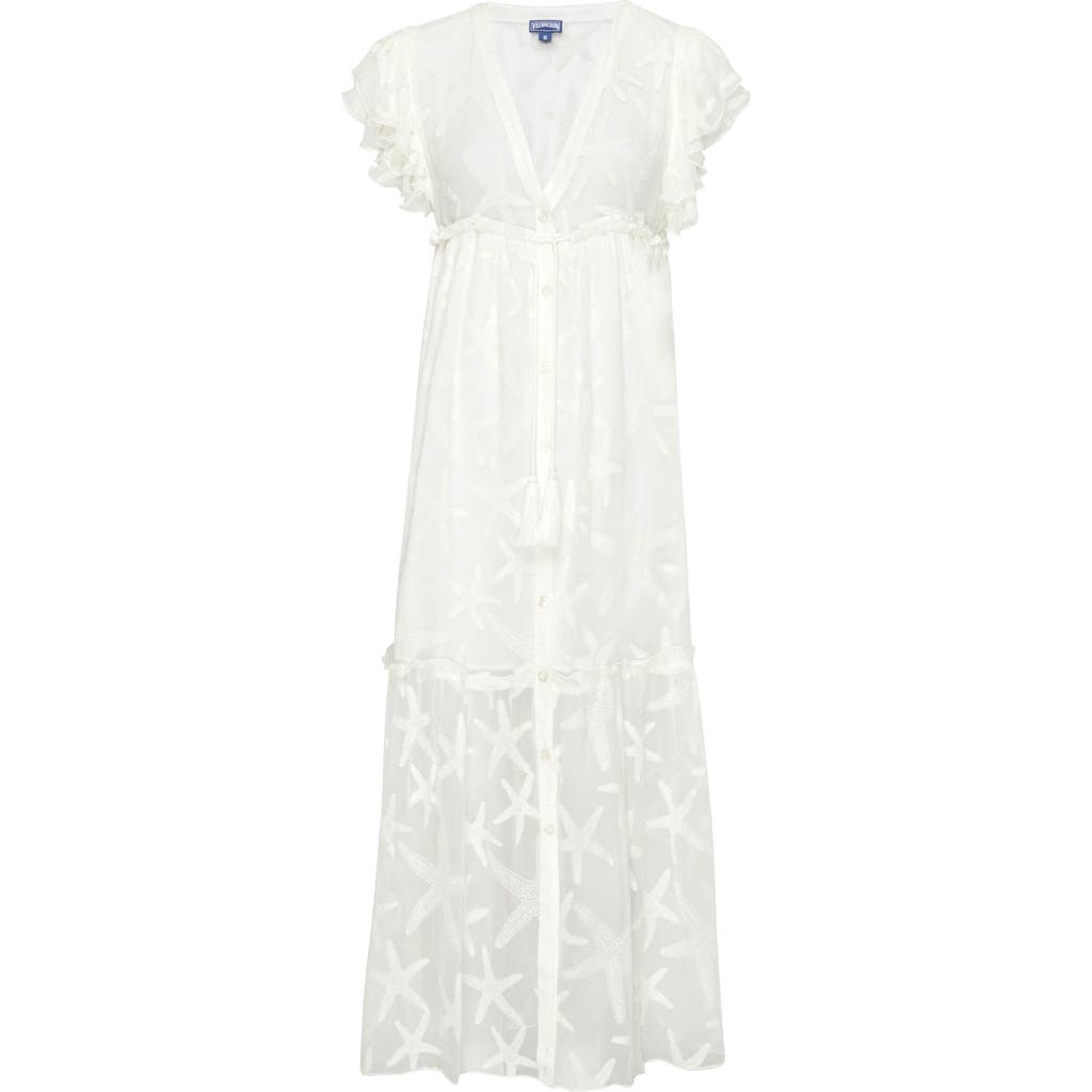 Vilebrequin Starfish Long Transparent Silk Dress In White