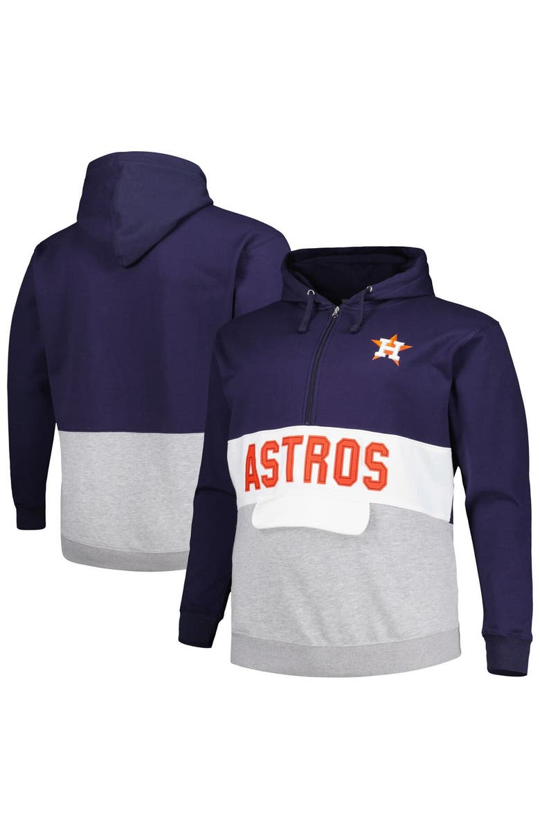 PROFILE Men's Navy/White Houston Astros Big & Tall Fleece Half-Zip Hoodie, Main, color, Navy