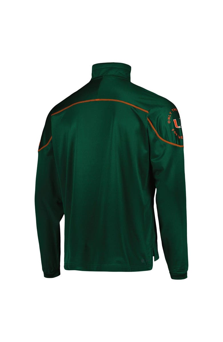 adidas Men's adidas Green Miami Hurricanes AEROREADY Knit Quarter-Snap Jacket, Alternate, color, Green