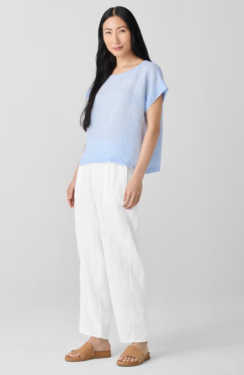 Eileen Fisher Stripe Crinkle Organic Linen Top In Ultma