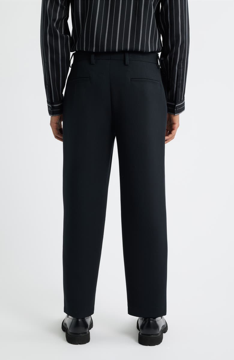 Open Edit Flat Front Tapered Stretch Twill Dress Pants, Alternate, color, Black Caviar