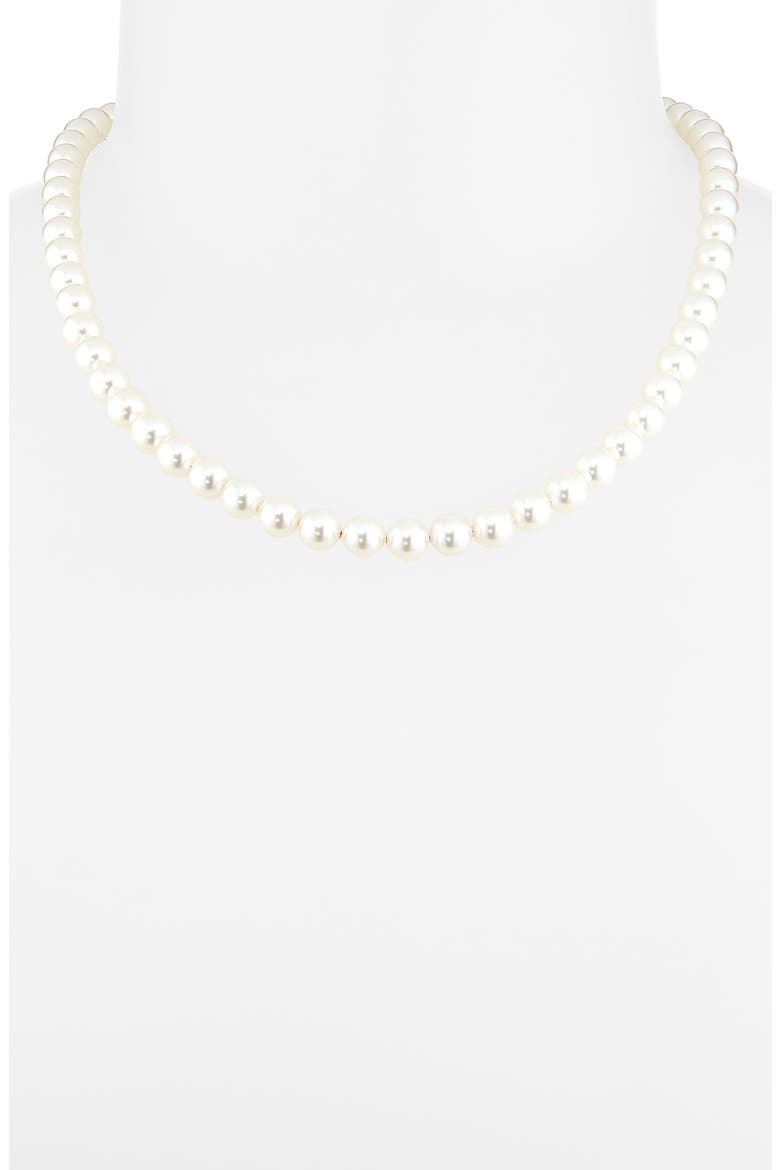 Matrix Faux Pearl Tennis Necklace, Alternate, color, WHITE/ SILVER