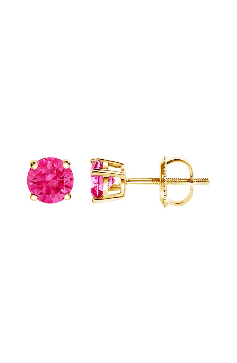 Haus of Brilliance 14K Yellow Gold 1.0 Cttw Pink Lab Grown Diamond Solitaire Stud Earrings, Alternate, color, Pink Diamond | Yellow