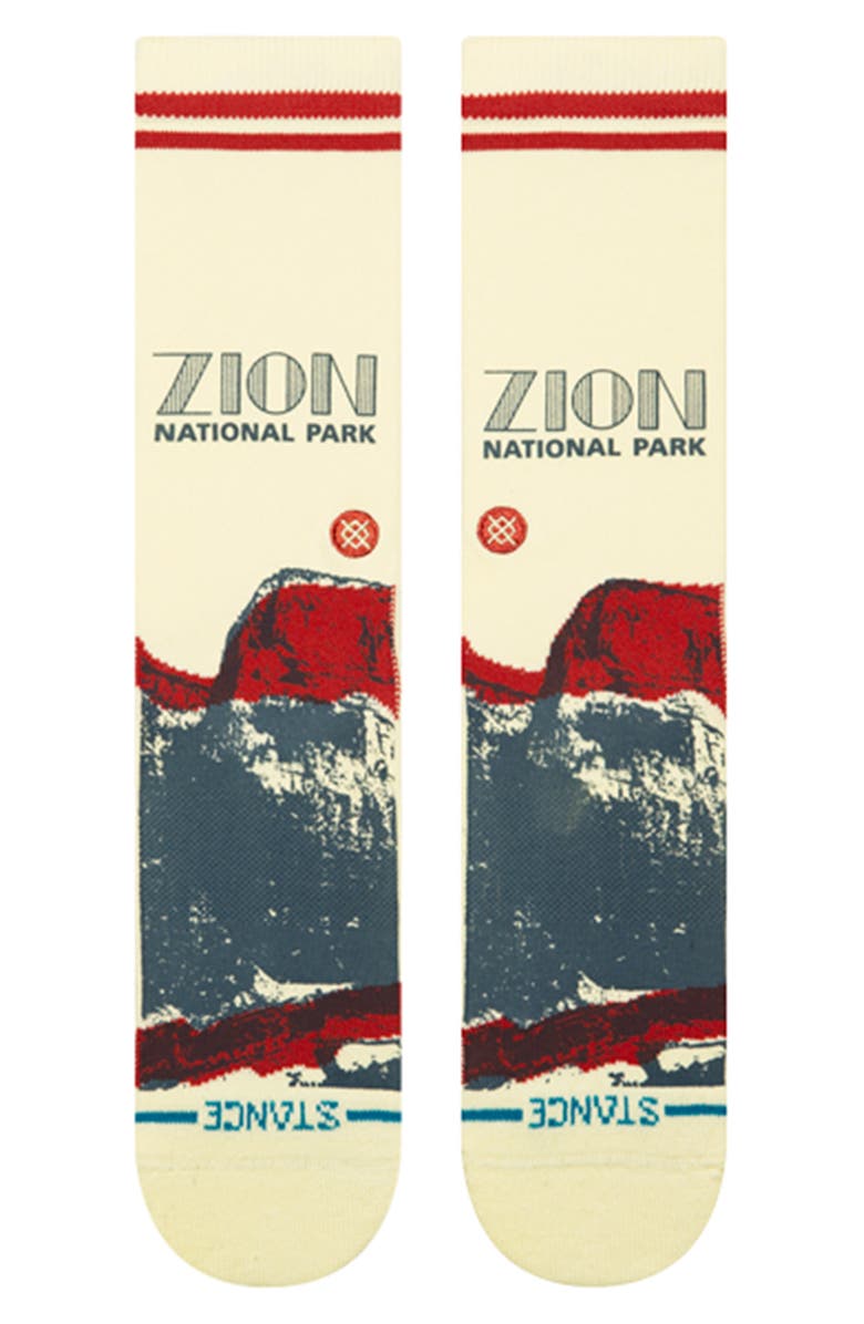 Stance Zion National Park Crew Socks, Main, color, Butter