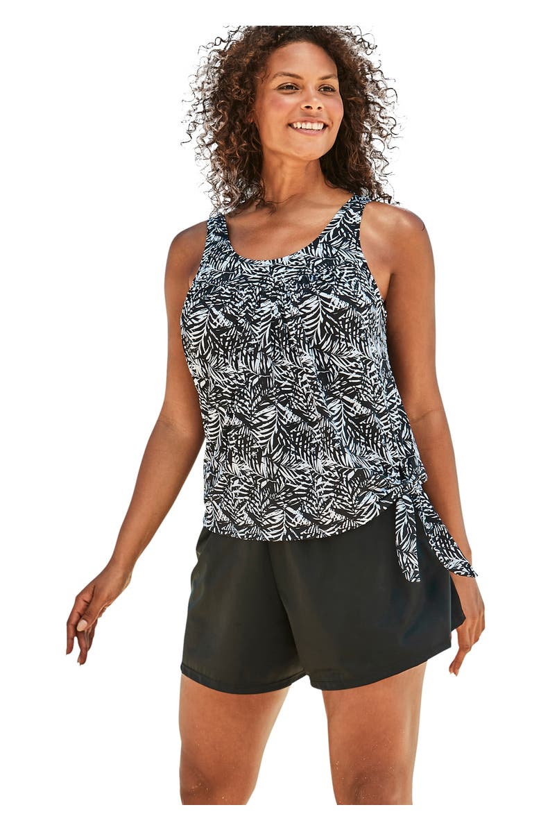 Swim 365 2-Piece Blouson Swim Set, Main, color, Black Palm