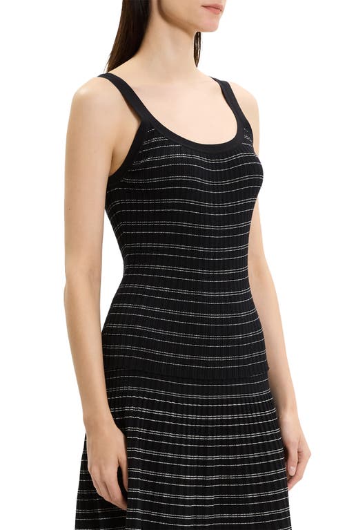 Theory Ribbed Contrast Stripe Tank In Black