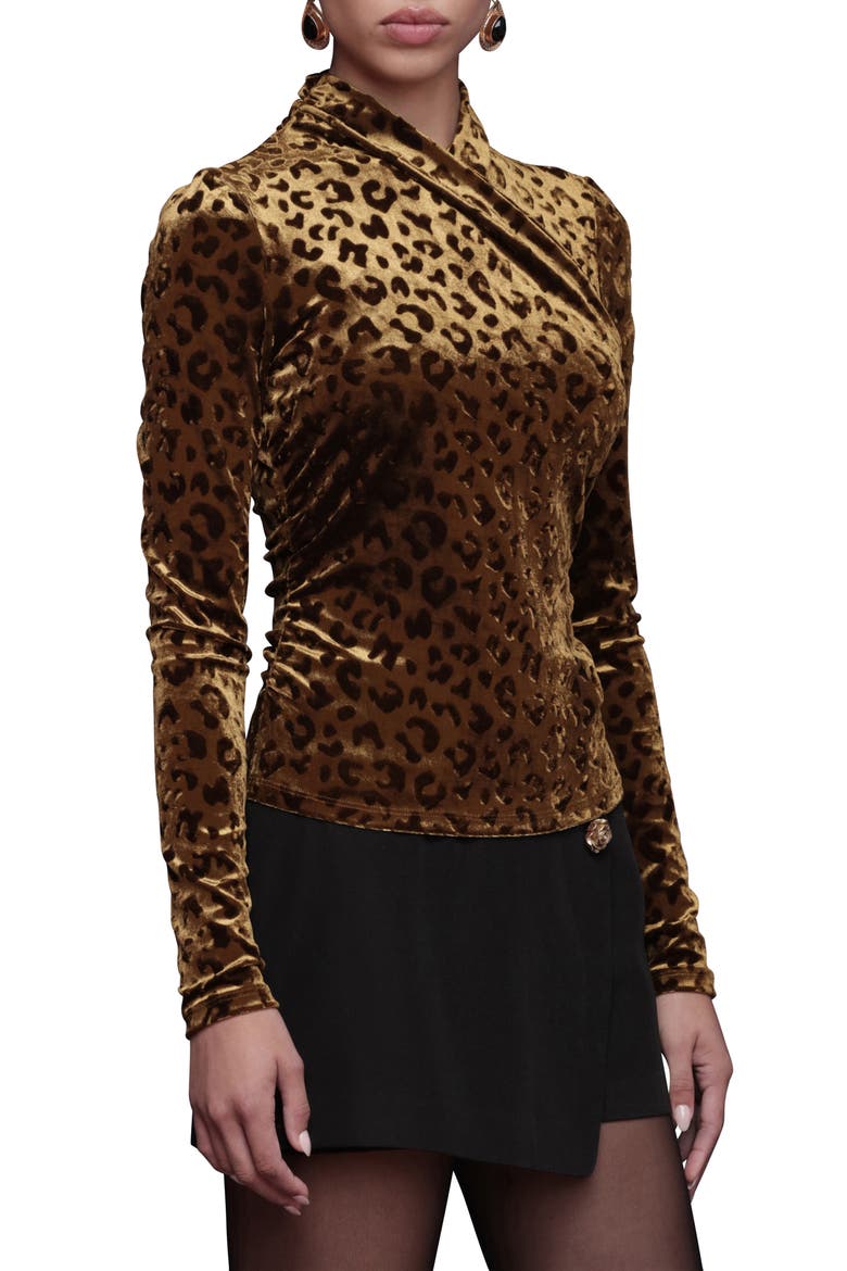 Burnout Leopard Print Surplice Top, Alternate, color, BURNOUT LEOPARD
